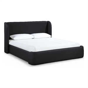 Bowery Hill Contemporary Black Vegan Leather Upholstered King Bed