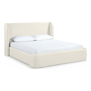 Bowery Hill Contemporary Cream Vegan Leather Upholstered Full Bed