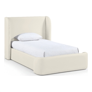 Bowery Hill Contemporary Cream Vegan Leather Upholstered Twin Bed