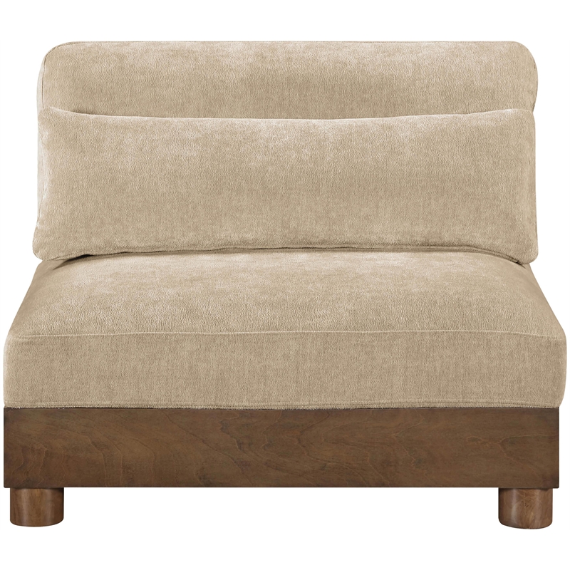 Bowery Hill Contemporary Beige Chenille Fabric Upholstered Modular Armless Chair