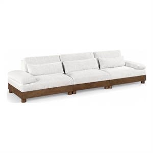 Bowery Hill Contemporary 135.5&quot Cream Chenille Fabric 3-Oiece Modular Sofa