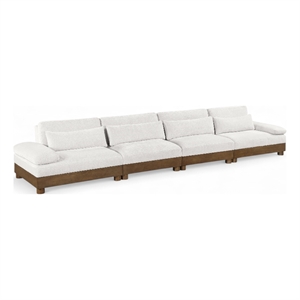 Bowery Hill Contemporary 175.5&quot Cream Chenille Fabric 4-Oiece Modular Sofa
