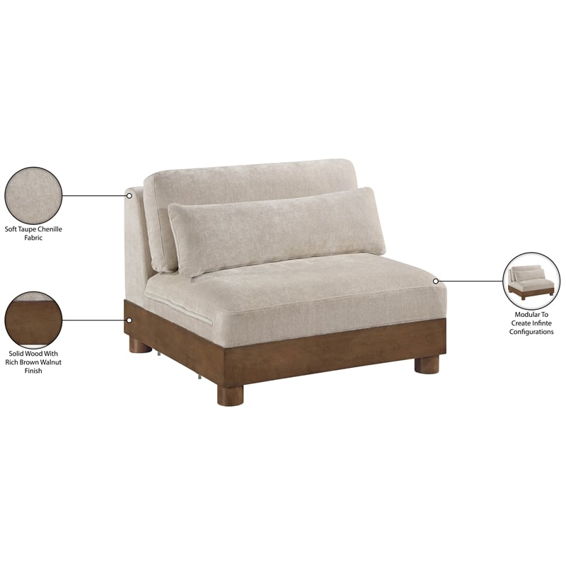 Bowery Hill Contemporary Taupe Chenille Fabric Upholstered Modular Armless Chair