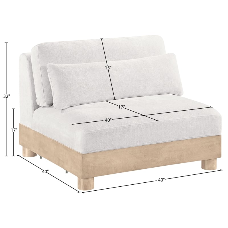 Bowery Hill Contemporary Cream Chenille Fabric Upholstered Modular Armless Chair