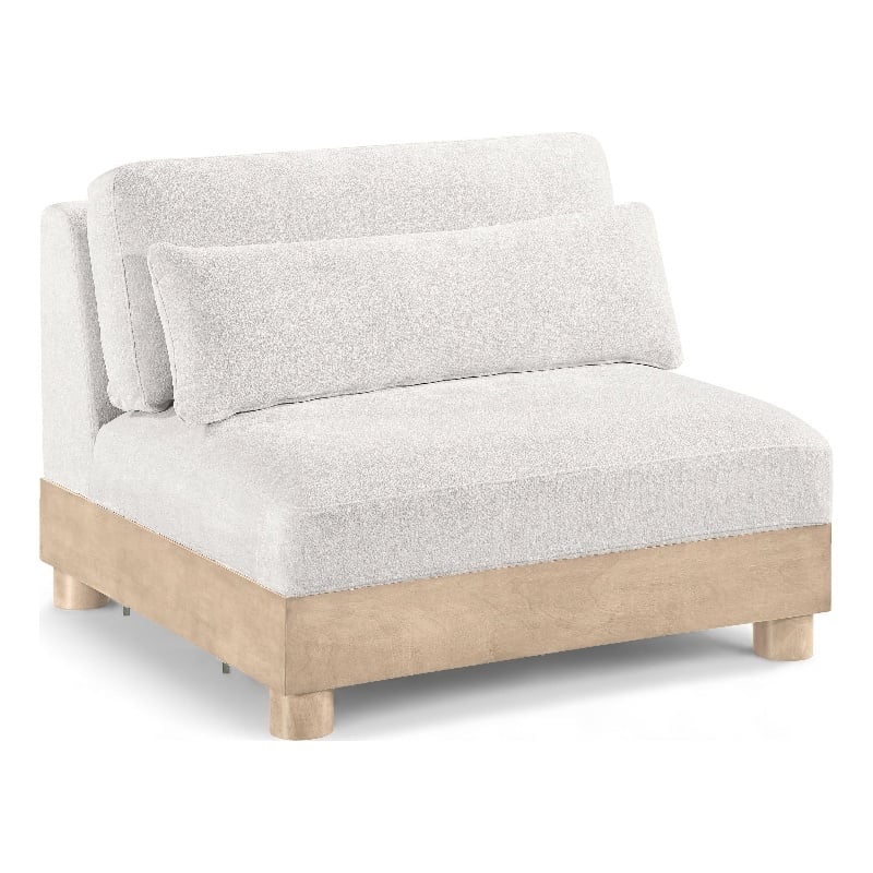 Bowery Hill Contemporary Cream Chenille Fabric Upholstered Modular Armless Chair