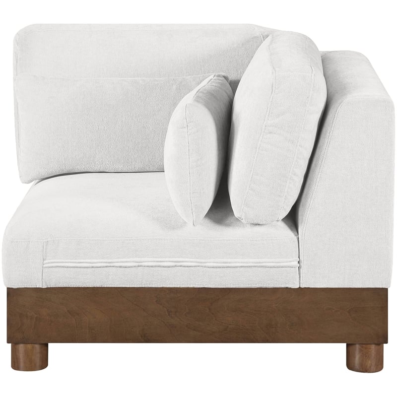 Bowery Hill Contemporary Cream Chenille Fabric Upholstered Modular Corner Chair