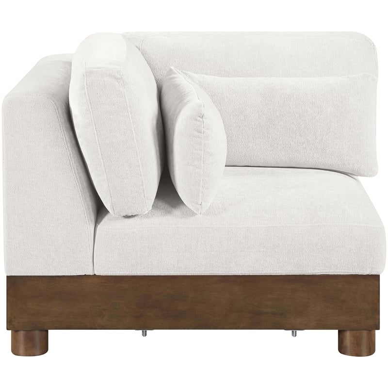 Bowery Hill Contemporary Cream Chenille Fabric Upholstered Modular Corner Chair