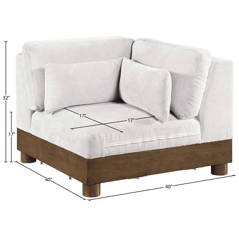 Bowery Hill Contemporary Cream Chenille Fabric Upholstered Modular Corner Chair