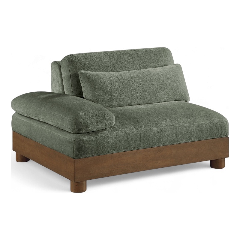 Bowery Hill Contemporary Green Chenille Upholstered Modular Left Arm Chair