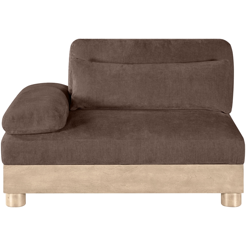 Bowery Hill Contemporary Brown Chenille Upholstered Modular Left Arm Chair