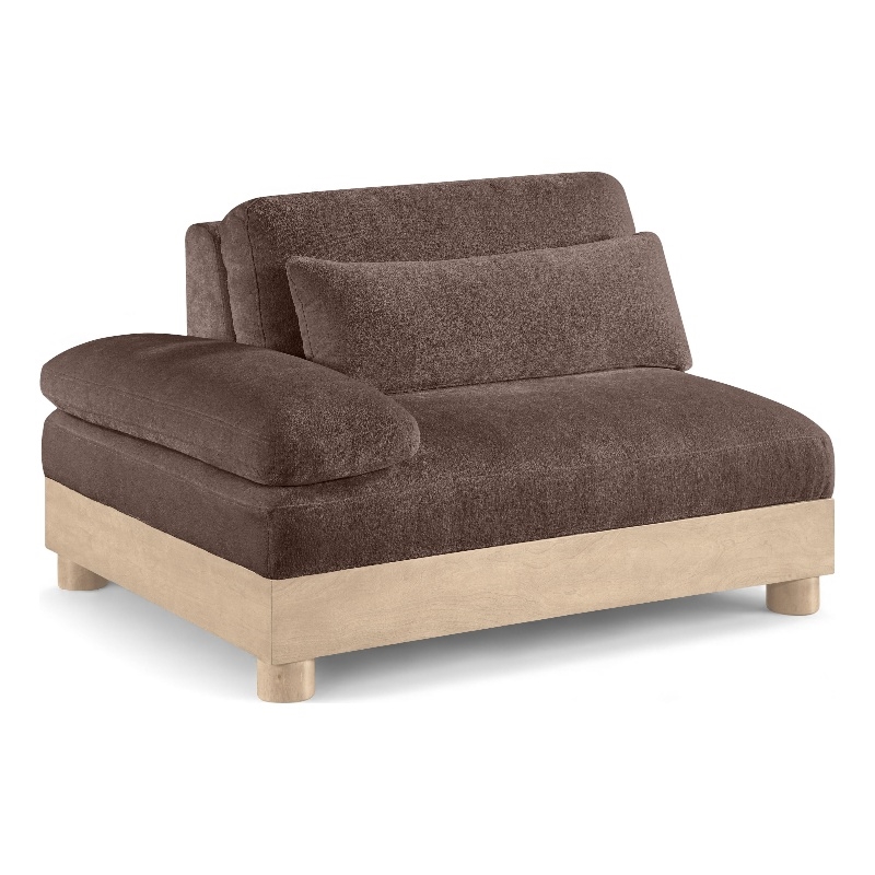 Bowery Hill Contemporary Brown Chenille Upholstered Modular Left Arm Chair