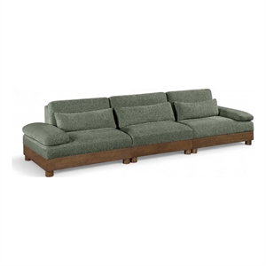 Bowery Hill Contemporary 135.5&quot Green Chenille Fabric 3-Oiece Modular Sofa