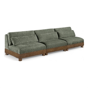 Bowery Hill Contemporary 120&quot Green Chenille Fabric 3-Oiece Modular Sofa
