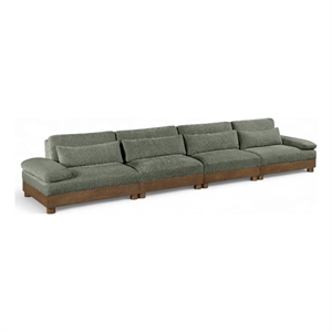 Bowery Hill Contemporary 175.5&quot Green Chenille Fabric 4-Oiece Modular Sofa