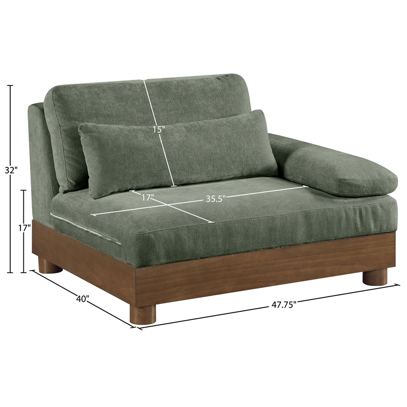 Bowery Hill Contemporary Green Chenille Upholstered Modular Right Arm Chair