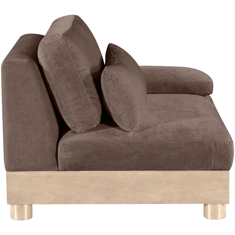 Bowery Hill Contemporary Brown Chenille Upholstered Modular Right Arm Chair