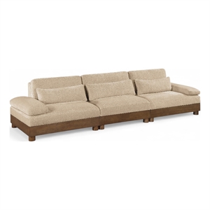 Bowery Hill Contemporary 135.5&quot Beige Chenille Fabric 3-Oiece Modular Sofa
