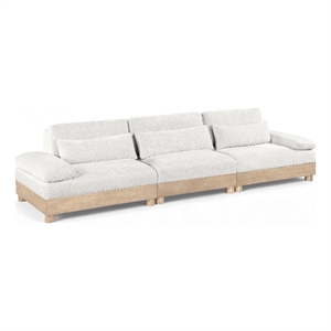 Bowery Hill Contemporary 135.5&quot Cream Chenille Fabric 3-Oiece Modular Sofa