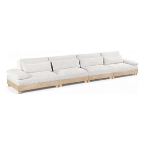Bowery Hill Contemporary 175.5&quot Cream Chenille Fabric 4-Oiece Modular Sofa