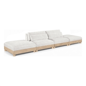 Bowery Hill Contemporary 160&quot Cream Chenille Fabric 4-Oiece Modular Sofa