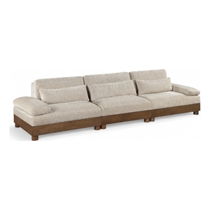 Bowery Hill Contemporary 135.5&quot Taupe Chenille Fabric 3-Oiece Modular Sofa