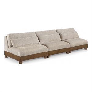 Bowery Hill Contemporary 120&quot Taupe Chenille Fabric 3-Oiece Modular Sofa