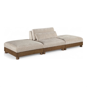 Bowery Hill Contemporary 120&quot Taupe Chenille Fabric 3-Oiece Modular Sofa