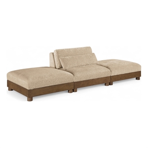 Bowery Hill Contemporary 120&quot Beige Chenille Fabric 3-Oiece Modular Sofa