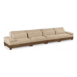 Bowery Hill Contemporary 175.5&quot Beige Chenille Fabric 4-Oiece Modular Sofa