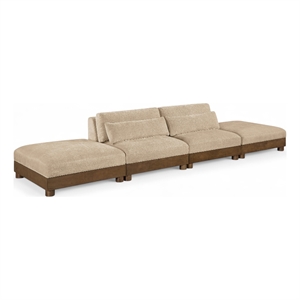 Bowery Hill Contemporary 160&quot Beige Chenille Fabric 4-Oiece Modular Sofa