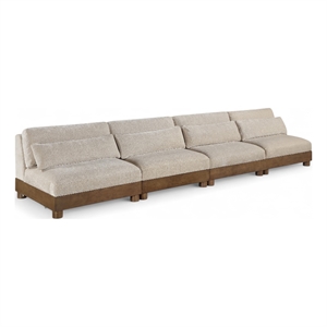 Bowery Hill Contemporary 160&quot Taupe Chenille Fabric 4-Oiece Modular Sofa