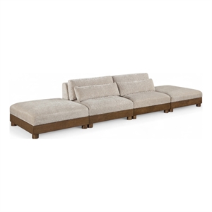 Bowery Hill Contemporary 160&quot Taupe Chenille Fabric 4-Oiece Modular Sofa
