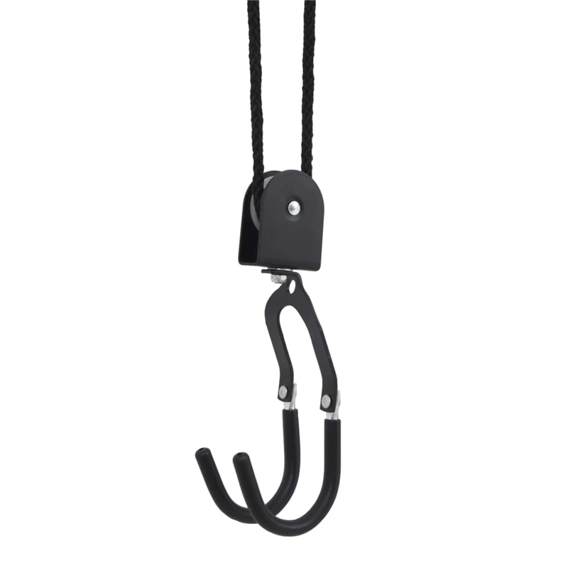 Bowery Hill Contemporary Bike Hoist with Ceiling Mount in Black