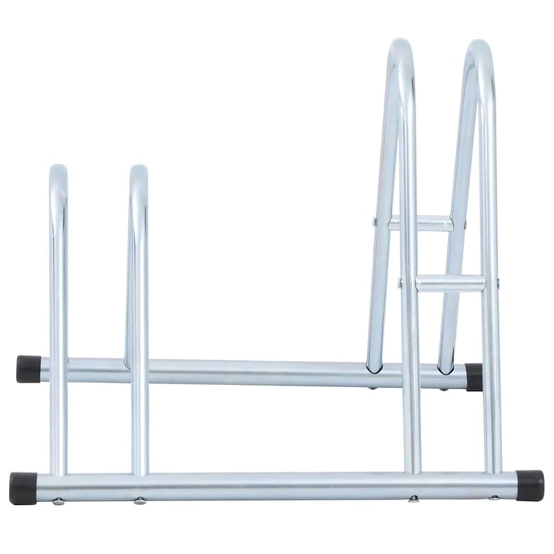 Bowery Hill 2 Bikes Floor Freestanding Galvanized Steel Bicycle Stand in Silver