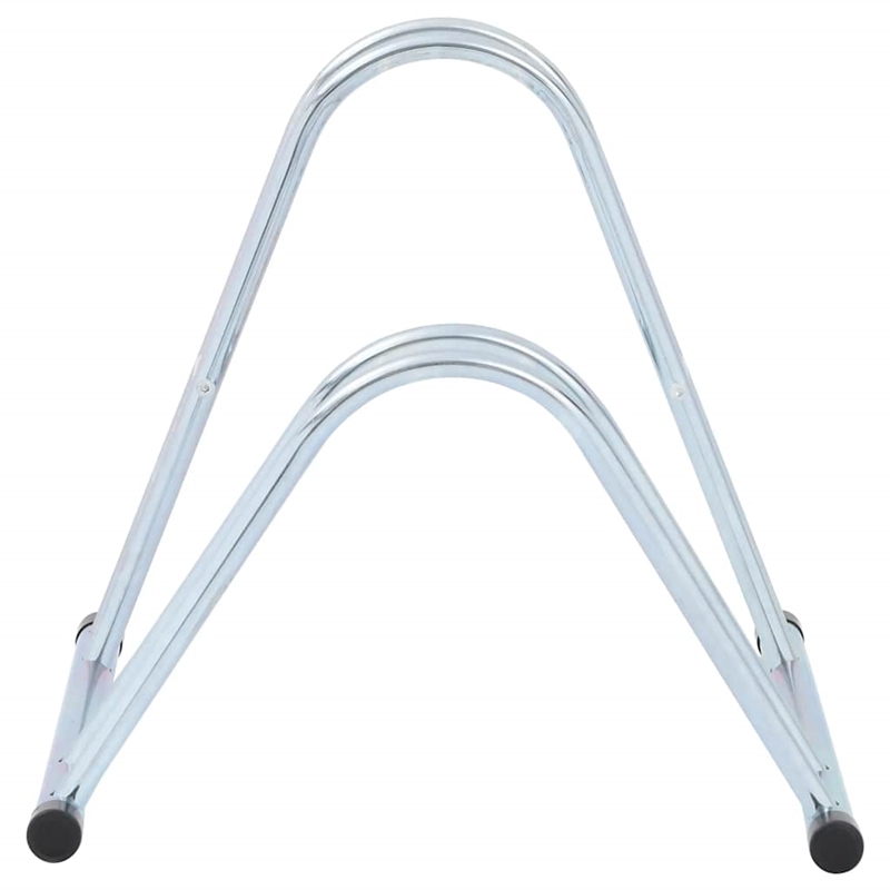 Bowery Hill 2 Bikes Floor Freestanding Galvanized Steel Bicycle Stand in Silver