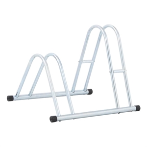Bowery Hill 2 Bikes Floor Freestanding Galvanized Steel Bicycle Stand in Silver