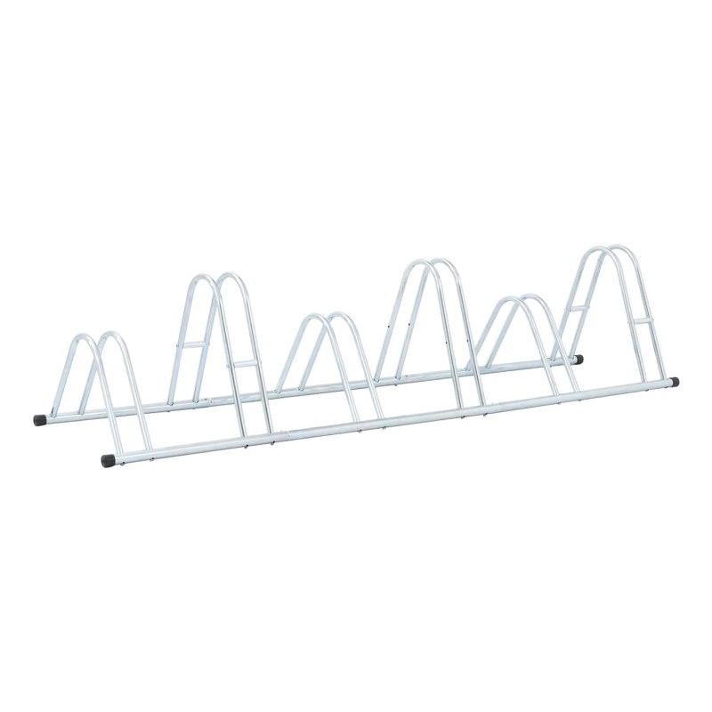 Bowery Hill 6 Bikes Floor Freestanding Galvanized Steel Bicycle Stand in Silver