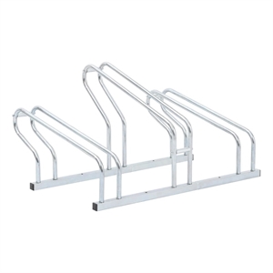 Bowery Hill 3 Bikes Floor Freestanding Galvanized Steel Bicycle Stand in Silver