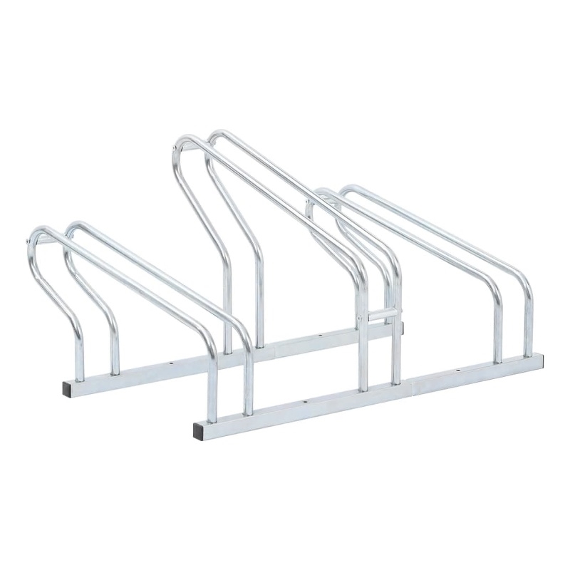 Bowery Hill 3 Bikes Floor Freestanding Galvanized Steel Bicycle Stand in Silver