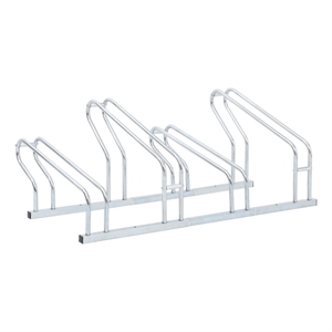 Bowery Hill 4 Bikes Floor Freestanding Galvanized Steel Bicycle Stand in Silver