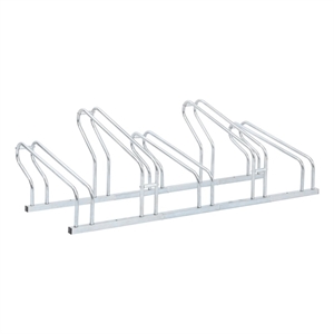 Bowery Hill 5 Bikes Floor Freestanding Galvanized Steel Bicycle Stand in Silver