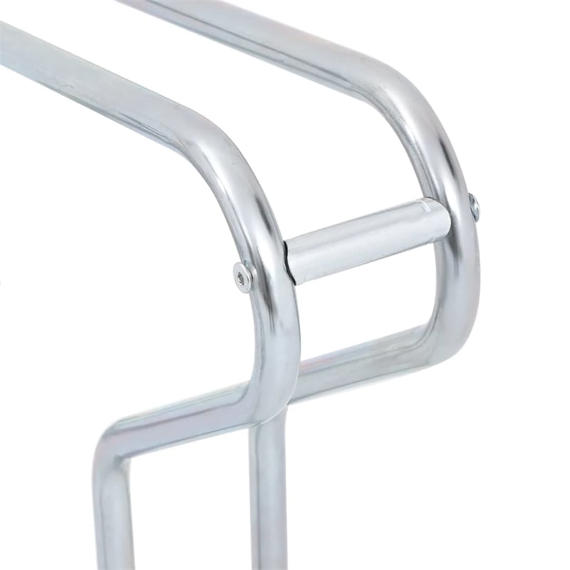 Bowery Hill 6 Bikes Floor Freestanding Galvanized Steel Bicycle Stand in Silver