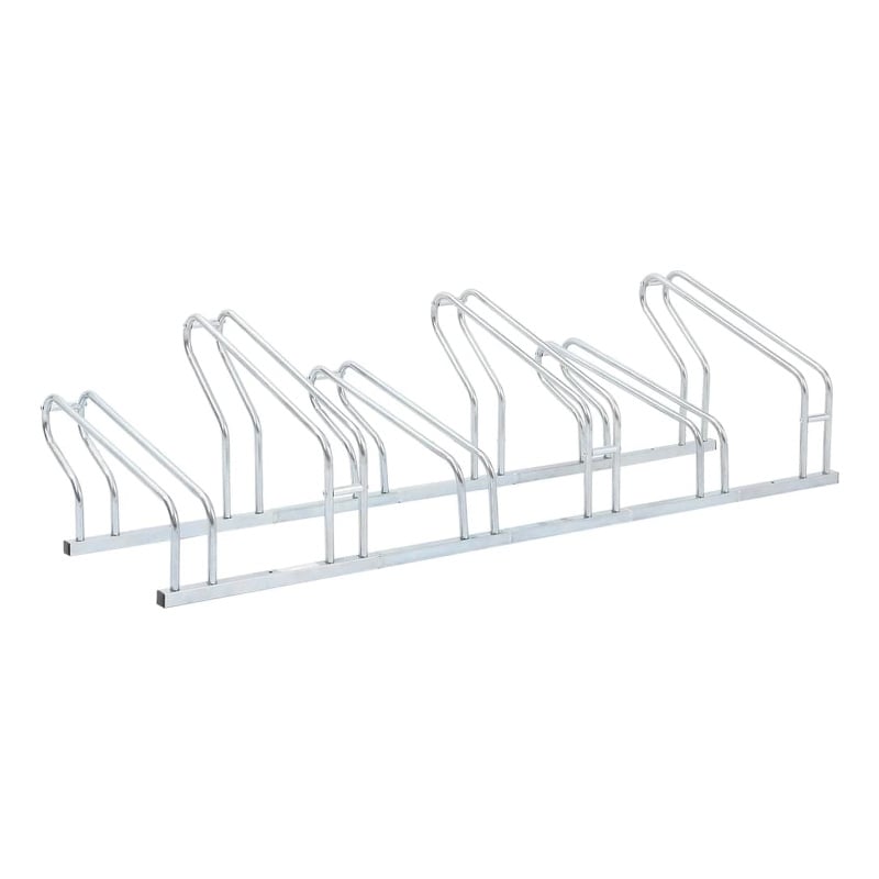 Bowery Hill 6 Bikes Floor Freestanding Galvanized Steel Bicycle Stand in Silver