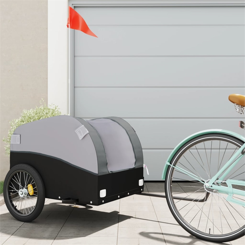 Bowery Hill Contemporary 99.2 lb Iron Bike Trailer in Black and Gray