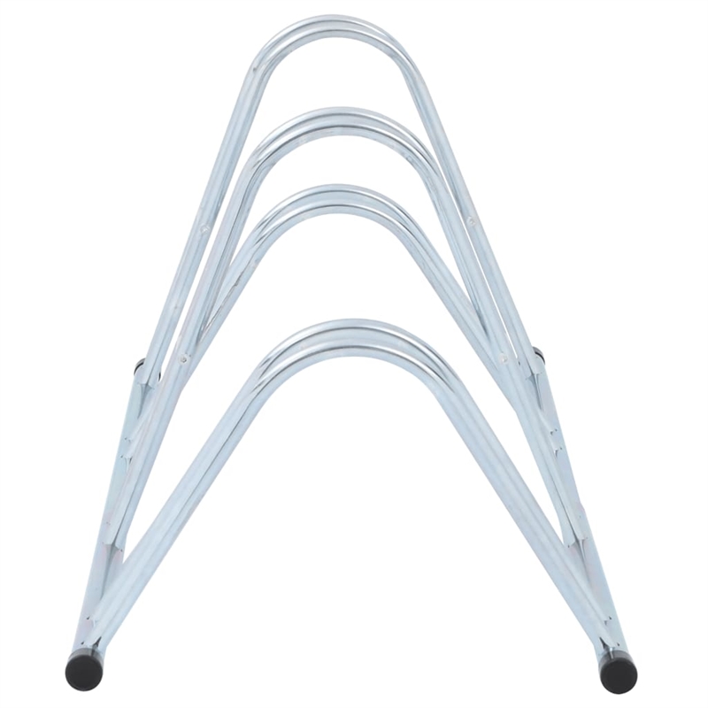 Bowery Hill 4 Bikes Floor Freestanding Galvanized Steel Bicycle Stand in Silver
