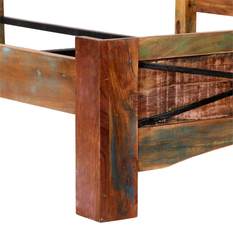 Bowery Hill Contemporary Solid Reclaimed Wood Bed Frame in Multi-Color