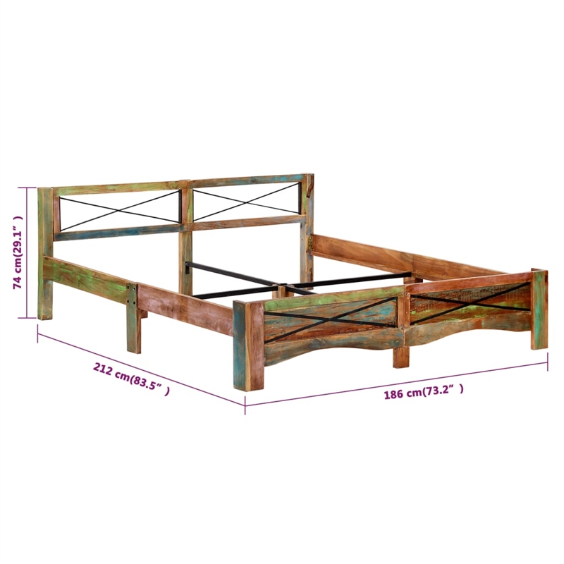 Bowery Hill Contemporary Solid Reclaimed Wood Bed Frame in Multi-Color