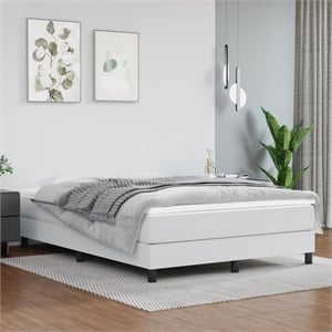 Bowery Hill Queen Faux Leather Engineered Wood Bed Frame in White