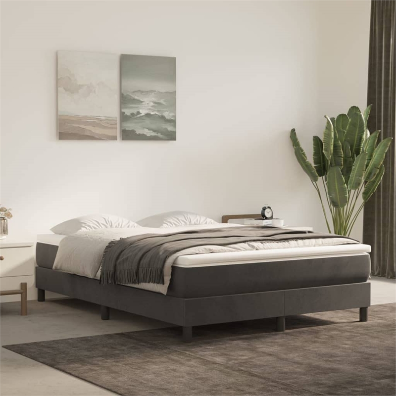 Bowery Hill Contemporary Engineered Wood Bed Frame in Dark Grey