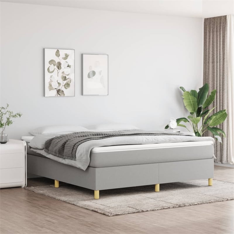Bowery Hill Contemporary Engineered Wood King Bed Frame in Light Grey
